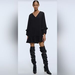 Zara Black Ruffle Dress Size M